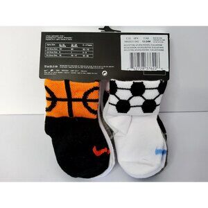 Nike Sports Ankle Gripper Socks 6-Pairs Infant 12-24 Months Black/White/Gray